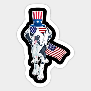 Great Danes Uncle Sam Hat Sunglasses Usa Flag 4th Of July Sticker